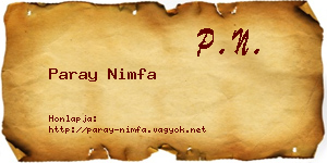 Paray Nimfa névjegykártya